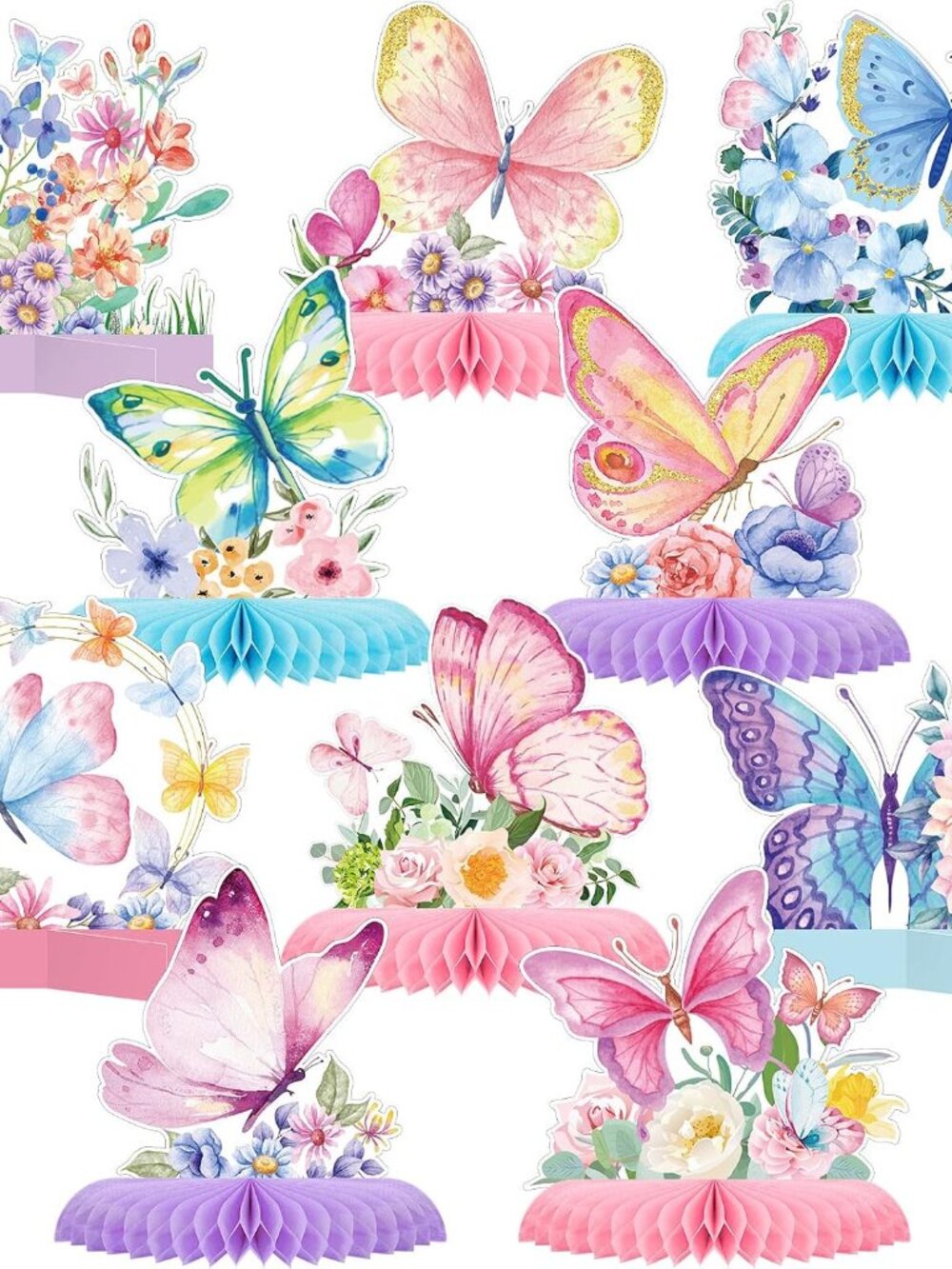 10 Pcs Butterfly Birthday Party Butterfly Honeycomb Centerpieces